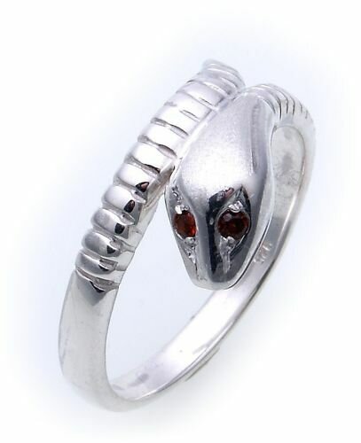 Schlangenring echt Silber 925 mit Rubin Ring Schlange Sterlingsilber Unisex