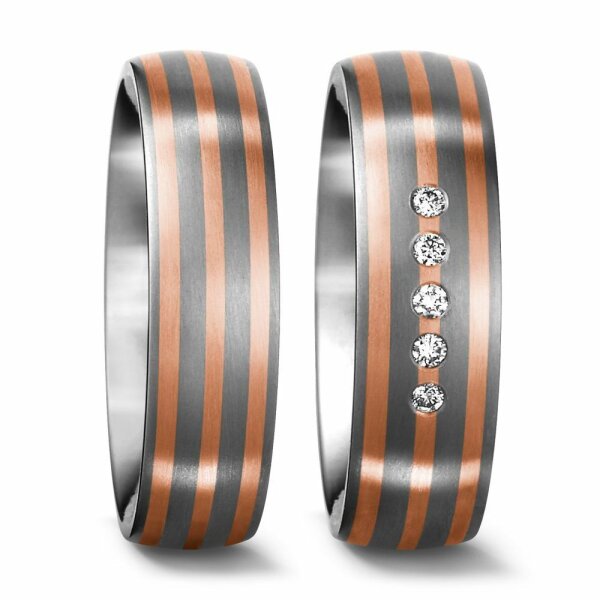 Titanfactory Titan Trauringe TF202 mit Brillant 0.05 ct. Diamant zum Sonderpreis