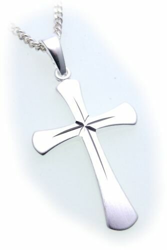 Anhänger Kreuz echt Silber 925 31 mm mattiert verziert Sterlingsilber Unisex