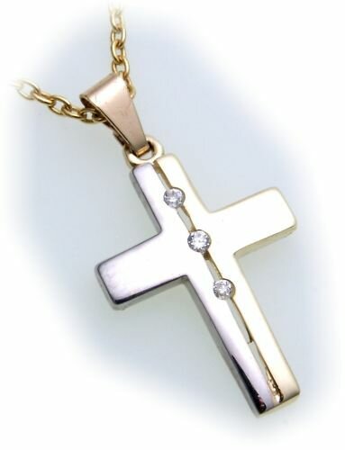 Anhänger Kreuz Zirkonia echt Gold 333 teilrhod. Gelbgold Unisex