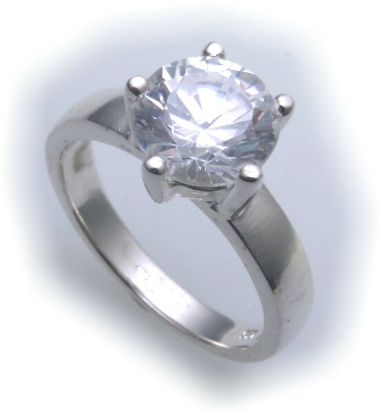 exkl. Damen Ring echt Silber 925 mit Zirkonia groß Stein Qualität Sterlingsilber