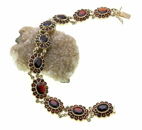Armband m. Granat echt Gold 333 Armschmuck 19 cm Qualität 8kt Armreif Gelbgold Q