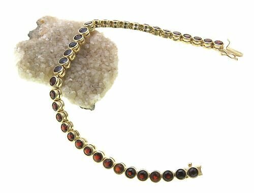 Armband m. Granat echt Silber 925 Armschmuck 19 cm Sterlingsilber Damen 2969/8GR