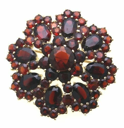 Brosche m. Granat Gold 585 Granatbrosche XXL Gelbgold Damen 14kt 3024/5GR