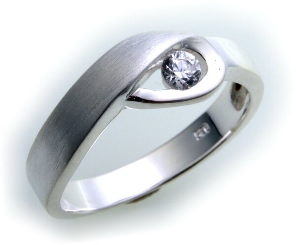 exkl. Damen Ring echt Silber 925 mit Zirkonia teilmatt Sterlingsilber