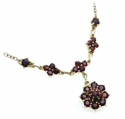 Collier Granat echt Silber 925 Halsschmuck  Sterlingsilber Damen Halskette 4992/