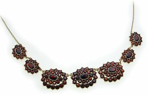 Collier m. Granat echt Gold 585 Halsschmuck 14kt Gelbgold Halskette Damen