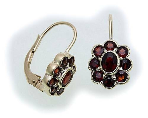 Damen Ohrringe m. Granat in Gold 585 Granatohrringe Gelbgold Bouton 6985/5GR