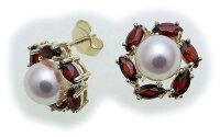 Damen Ohrringe Stecker Granat Perlen Silber 925...