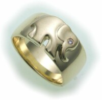 Damen Ring Elefant echt Gold 750 Brillant 0,01ct si 18kt...