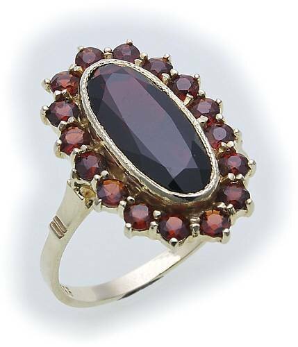 Damen Ring m. Granat in Gold 585 Gelbgold Granatring alle Weiten Neu Top 14 kara