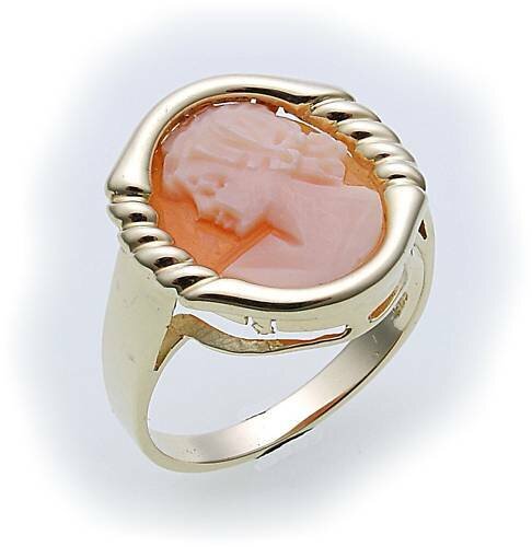 Damen Ring m. Granat u. Muschelgemme Gold 333 Gelbgold Granatring 8074/3GE