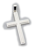 Neu Anhänger Kreuz echt Silber 925 34 mm teilmatt...