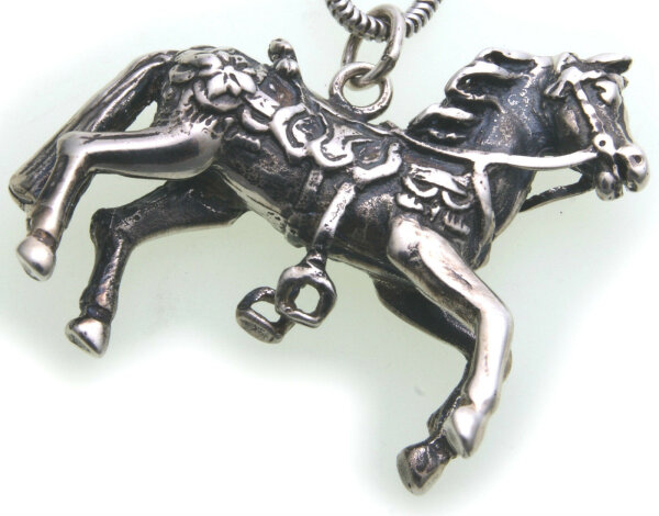 Pferd groß XL echt Silber 925 Anhänger plastisch 3D 50 mm  Sterlingsilber Unisex