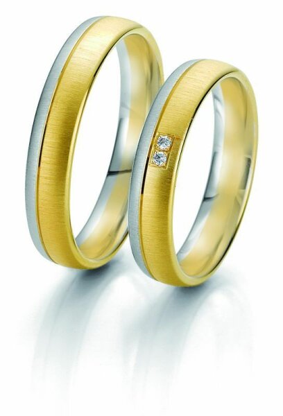 Trauringe Breuning Rainbow Collection 6229/6230 in 585 Gold weiß gelb 14 kt