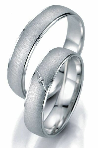 Trauringe Breuning Smartline Collection 7025/7026 in 585 Gold 14 kt Weißgold