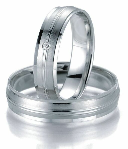 Trauringe Breuning Smartline Collection 7035/7036 in 585 Gold 14 kt Weißgold
