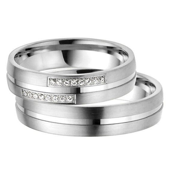 Trauringe Rauschmayer 05539 in 585/- Weißgold mit Brillant 0.08 ct. w/si