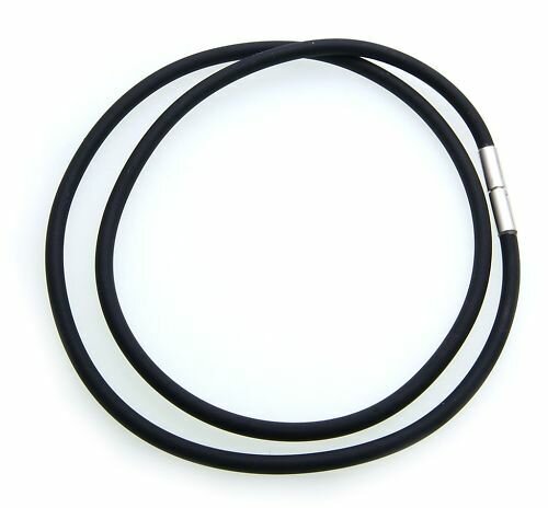 Hals Kette schwarzer Kautschuk 3 mm Silber 925 40 bis 70 cm Sterlingsilber