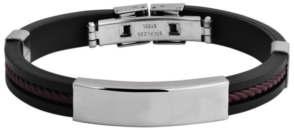 schönes Herren Armband Edelstahl Kautschuk schwarz inkl. Gravur ID Band
