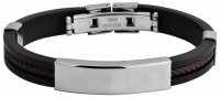 schönes Herren Armband Edelstahl Kautschuk schwarz inkl. Gravur ID Band