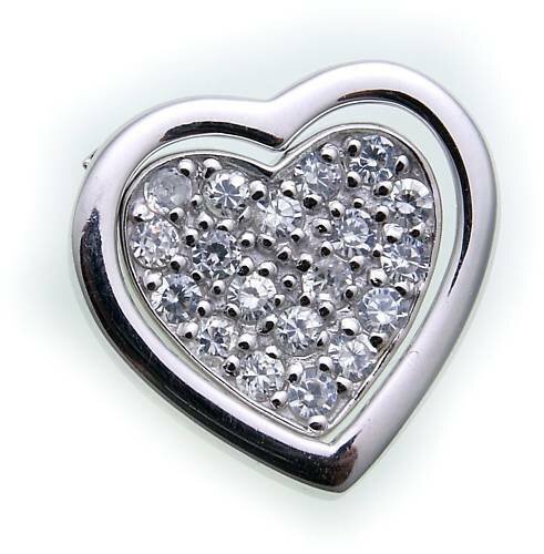 Anhänger 2 Herzen echt Silber 925 Zirkonia ausgefaßt  Sterlingsilber Herz