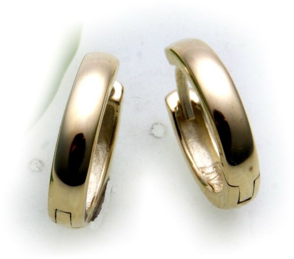Herren Ohrring Single Klapp Creole echt Gold 750 schwer 12 mm Gelbgold 18 karat
