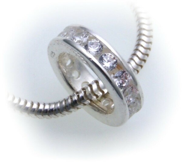 Anhänger echt Silber 925 Zirkonia zum durchziehen 10 mm Taufring