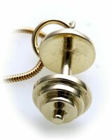 Anhänger Hantel groß in Gold 585 Gelbgold massiv plastisch Bodybuilding Unisex