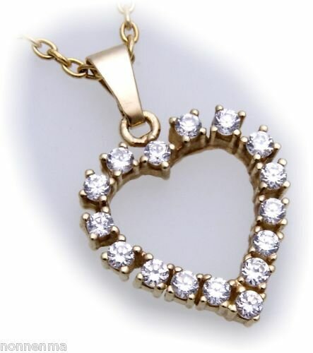 Anhänger Herz Gold 585 mit Zirkonia  alle Steinarten Gelbgold Neu Damen