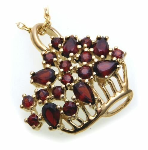 Anhänger Körbchen m. Granat in Gold 333 8kt Granatanhänger Qualität Gelbgold