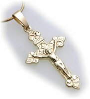 Anhänger Kreuz mit Jesus echt Gold 585 Gelbgold 14kt Top Qualität INRI Unisex