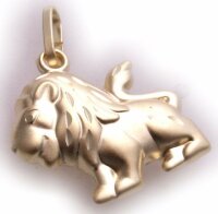 Anhänger Löwe plastisch mattiert 333 Gold Gelbgold Qualität Unisex Neu 8 karat
