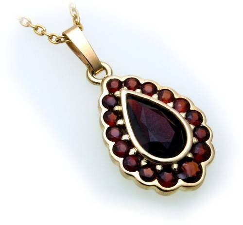 Anhänger m. Granat echt Gold 585 Granatanhänger 14kt Gelbgold Damen Qualität