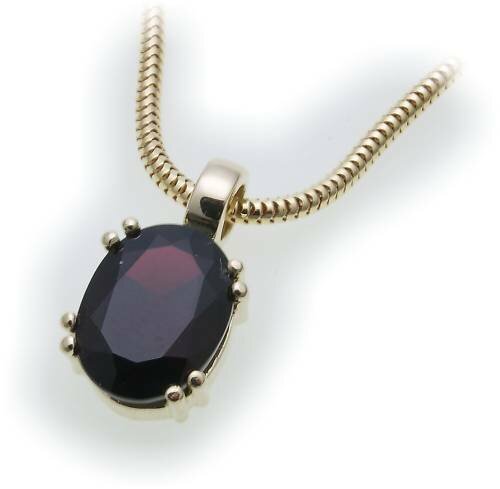 Anhänger m. Granat in Gold 585 Granatanhänger Granatschmuck Gelbgold Unisex 1246