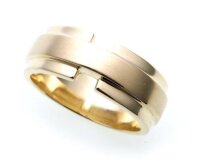 Herren Ring echt Gold 585 teilmattiert massiv Gelbgold 14kt Qualität Deutschland