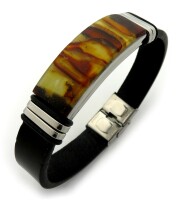 Armband echter Bernstein aus der Ostsee mit Leder Länge bis 22 cm Top Qualität