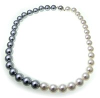 Collier Muschelkernperlen grau weiß 12 mm Silber...