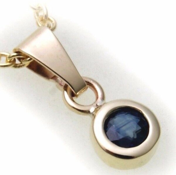 Damen Anhänger Safir echt Gold 333 8 karat Halsschmuck Gelbgold Saphir Neu