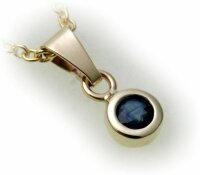 Damen Anhänger Safir echt Gold 750 18 karat Halsschmuck Gelbgold Saphir Neu