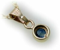 Damen Anhänger Safir echt Gold 750 18 karat Halsschmuck Gelbgold Saphir Neu