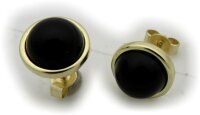 Damen Ohrringe echt Onyx 10 mm echt Gold 333 Stecker...