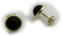 Damen Ohrringe echt Onyx 10 mm echt Gold 585 Stecker...