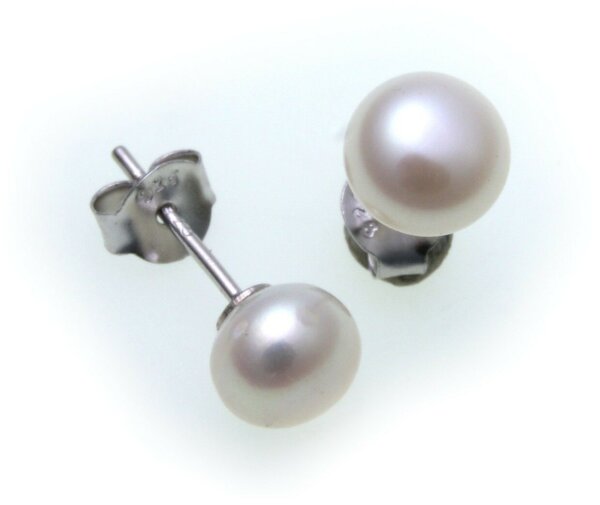 Damen Ohrringe Stecker Perlen weiß 5mm echt Silber 925 Sterlingsilber Ohrstecker