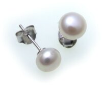 Damen Ohrringe Stecker Perlen weiß 5mm echt Silber...