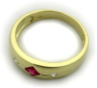Damen Ring Rubin m. Diamant 0,04ct echt Gold 750 18 karat...