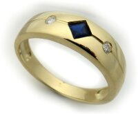 Damen Ring Saphir m. Diamant 0,04ct echt Gold 585 14...