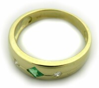 Damen Ring Smaragd m Diamant 0,04ct echt Gold 750 18 karat Gelbgold Brillant Neu