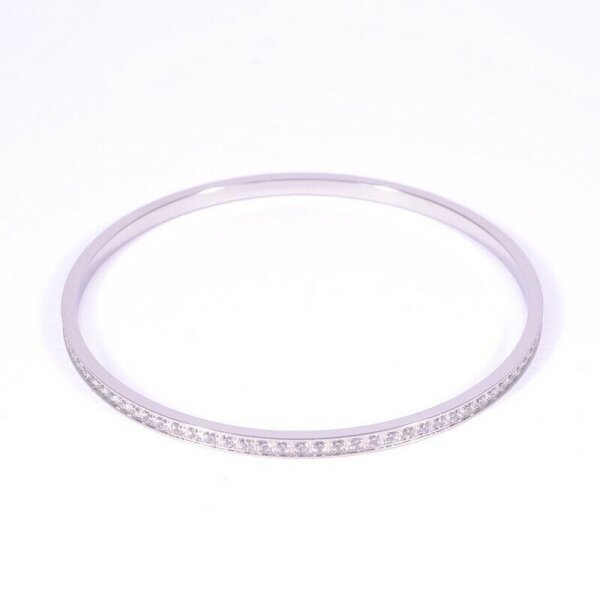 Ernstes Design Edvita Armreif A157.3 WH Edelstahl Armband Neu Zirkonia weiß 65mm
