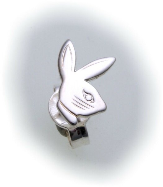 Herren Ohrringe Hase Stecker echt Silber 925 Kaninchen Kinder Ohrstecker Single